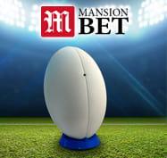 Rugby ball with the MansionBet logo