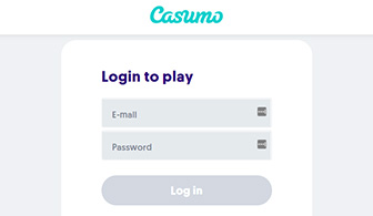 The Casumo mobile sign in screen.