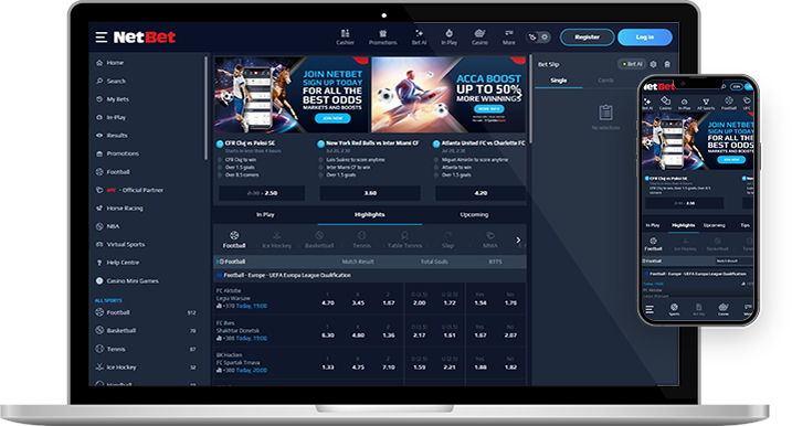 The NetBet sports betting online platform.