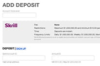 Deposit portal at matchbook