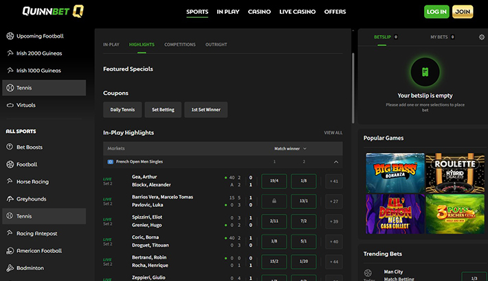 QuinnBet greyhounds page