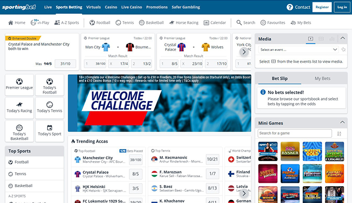 Sportingbet main page of the site