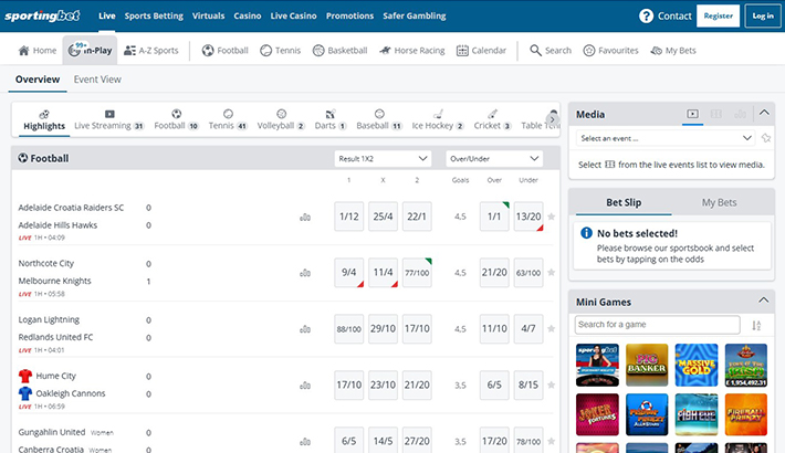 Sportingbet horse racing page