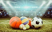 Sports balls on a field