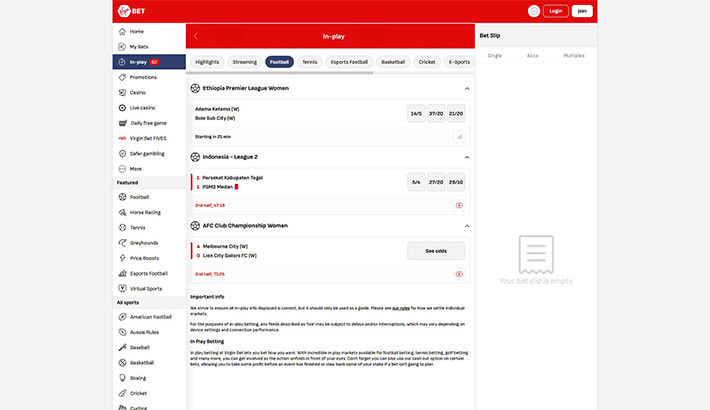 Virgin Bet website image 3