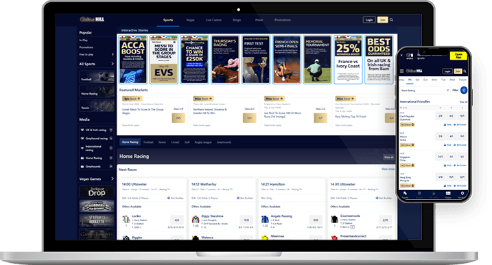 The William Hill online sportsbook.
