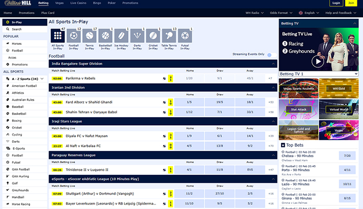 Sportingbet main page of the site
