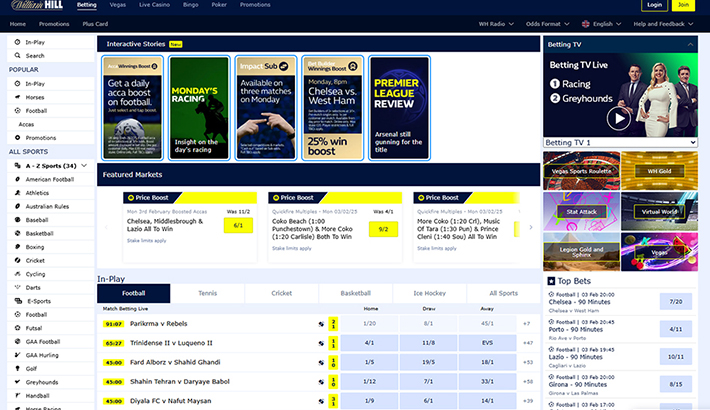 Sportingbet horse racing page