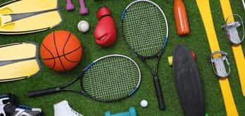 A variety of sports equipment.