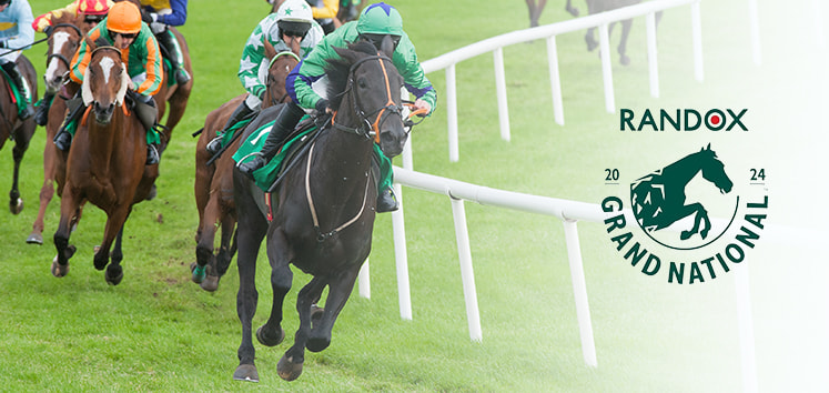 A picture of horses racing on a track with the Grand National logo shown reflecting the article's topic.