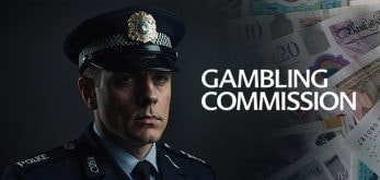 A picture of a policeman with the Gambling Commission logo shown.