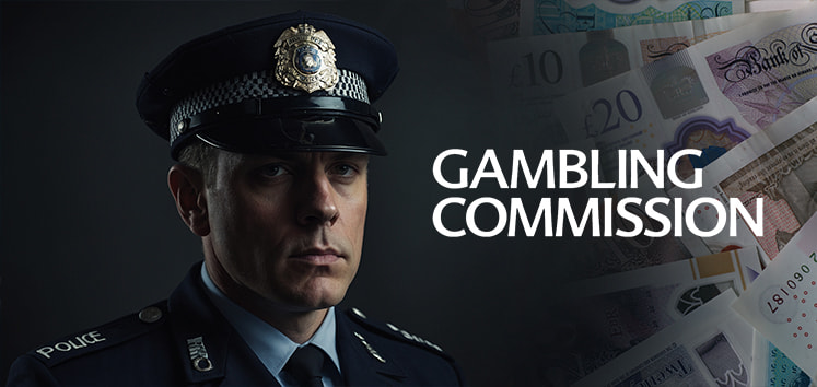 A picture of a policeman with the Gambling Commission logo shown.