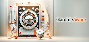 Image showing responsible gambling imagery with the GambleAware logo.