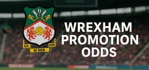 Wrexham logo with text "Wrexham promotion odds"