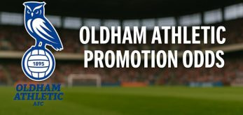 Oldham Athletic badge with text Oldham promotion odds