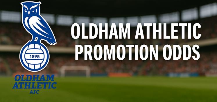 Oldham Athletic badge with text Oldham promotion odds